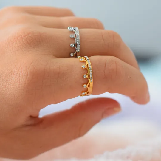 ACIER INOXYDABLE - Bague Ajustable Princesse Strass