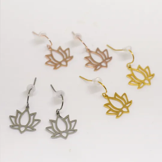 ACIER INOXYDABLE - Boucles d'Oreilles Lotus