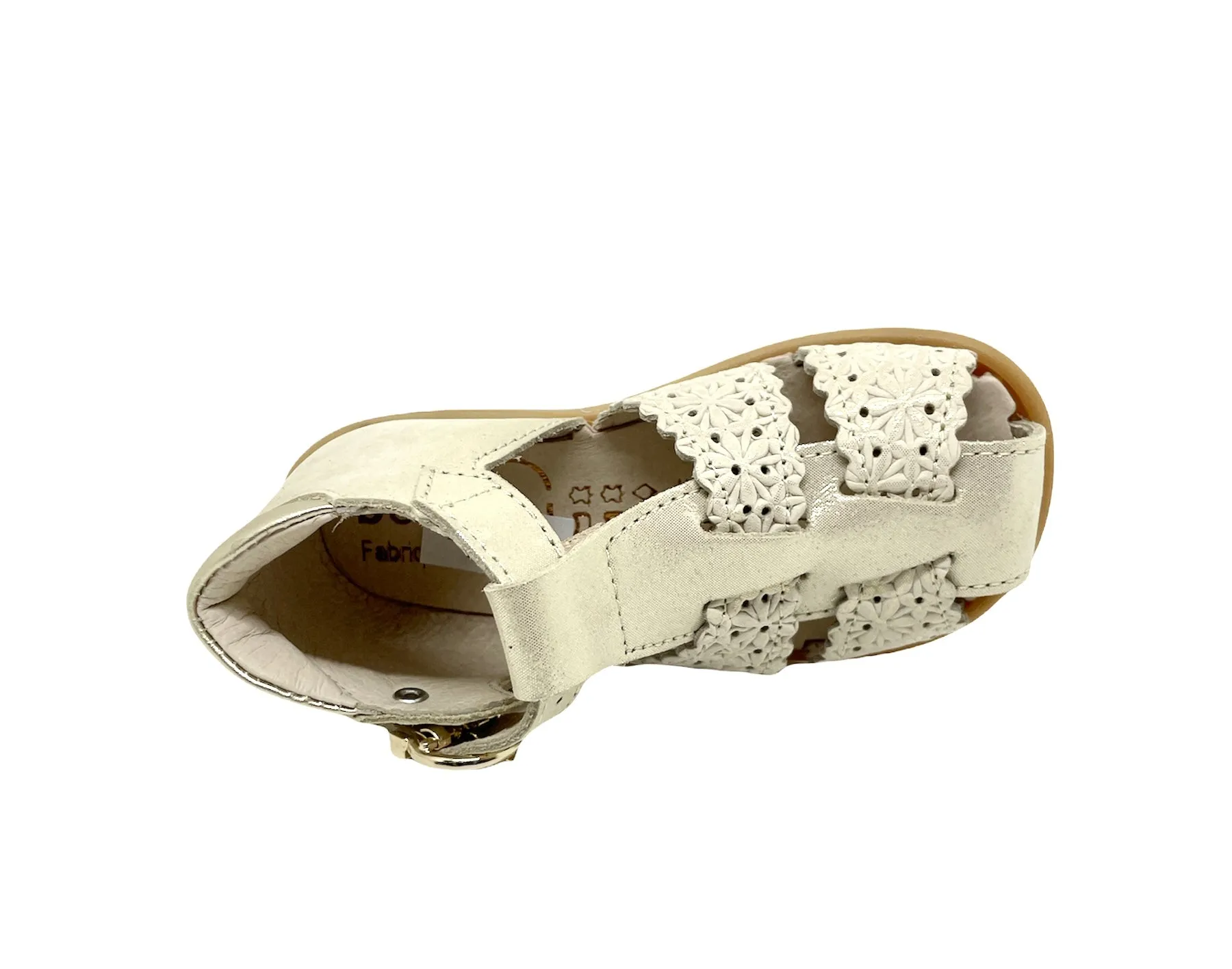 BELLAMY DANUBE Beige broderie Sandales Nu Pieds