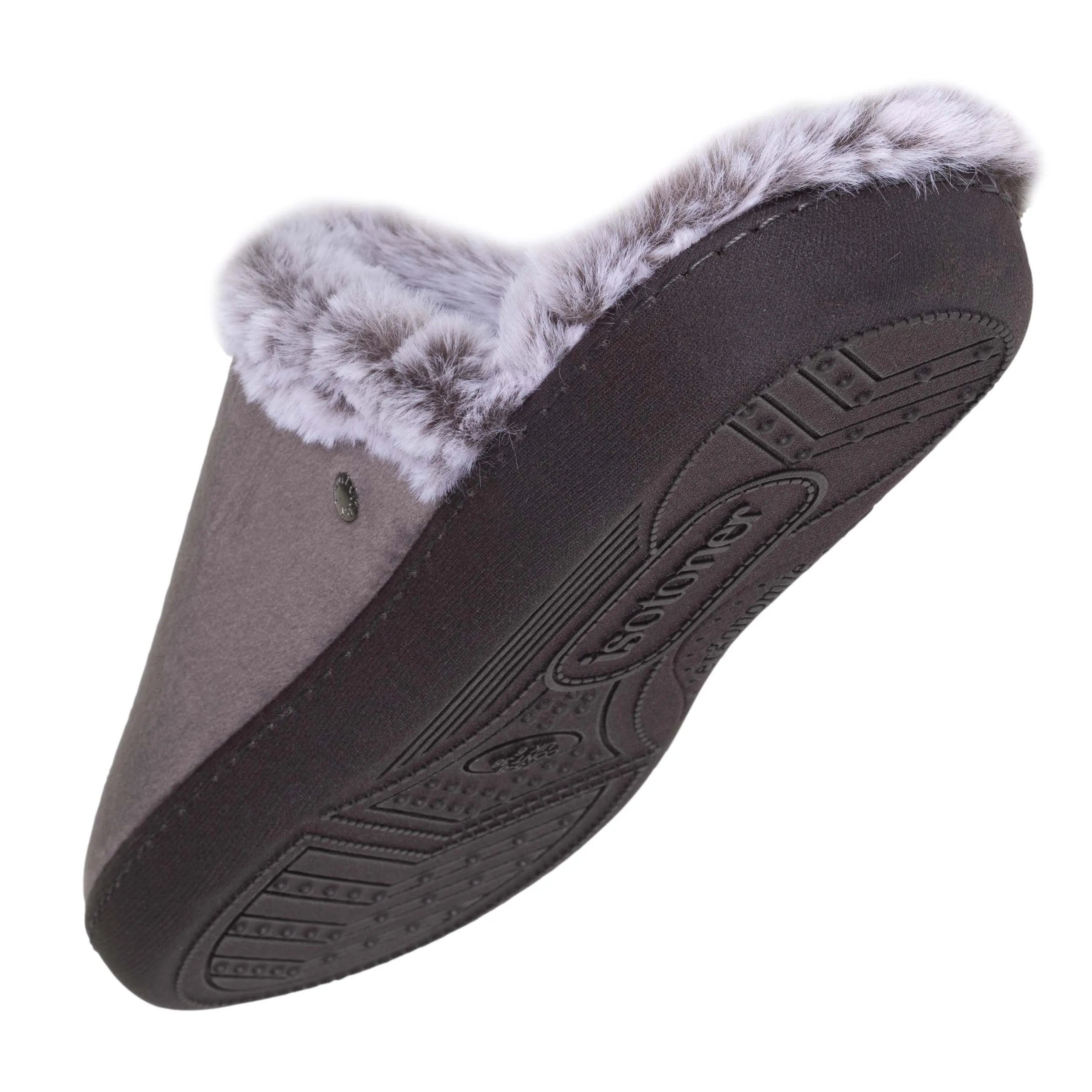 Chaussons mules Femme Fourrées Gris Foncé