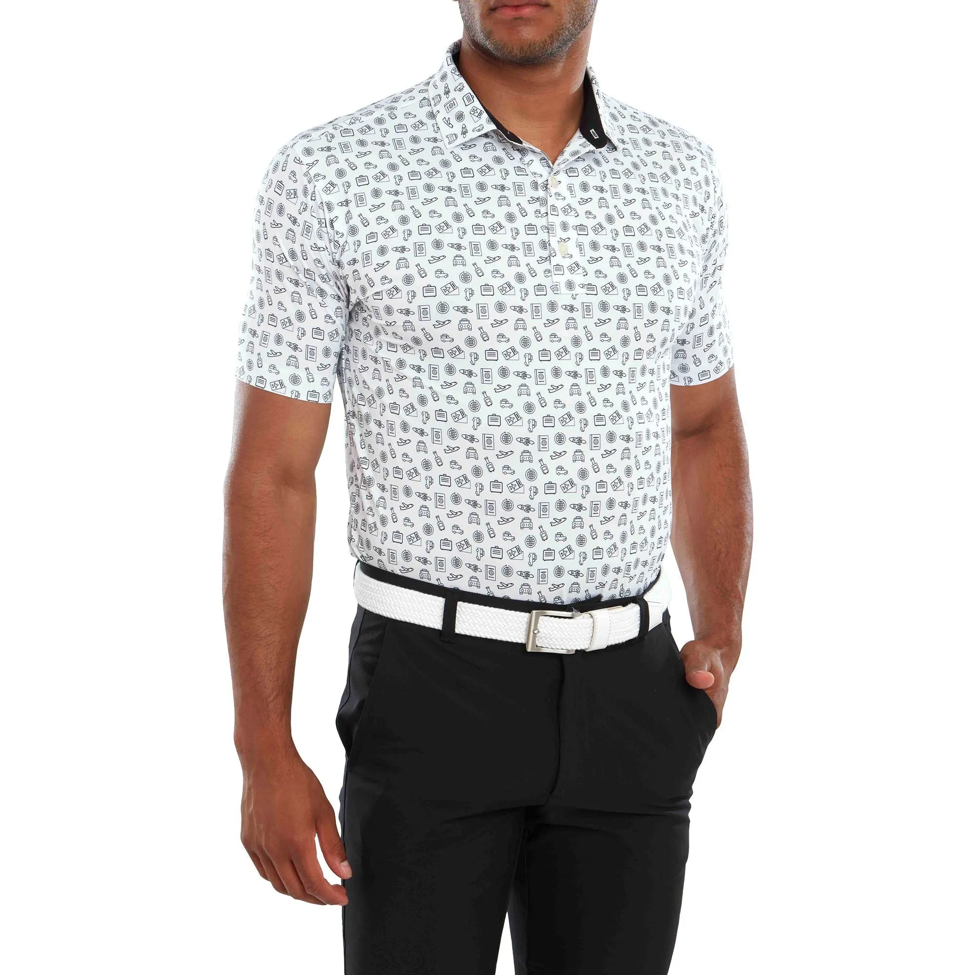 Footjoy Polo Travel Print White Black