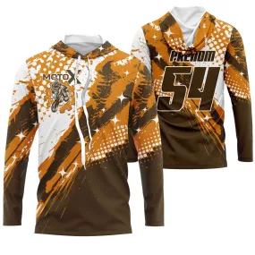 Maillot Cross Protection UV Marron Orange, Cadeau Personnalisé Pilote Moto Cross, Courses Moto Tout-Terrain - 26122210MZ