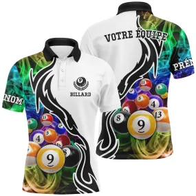 Polo De Billard Professionnel Avec Prénom Personnalisé, Boule De Billard, Table Vert Jeu De La 8 - CT27062326