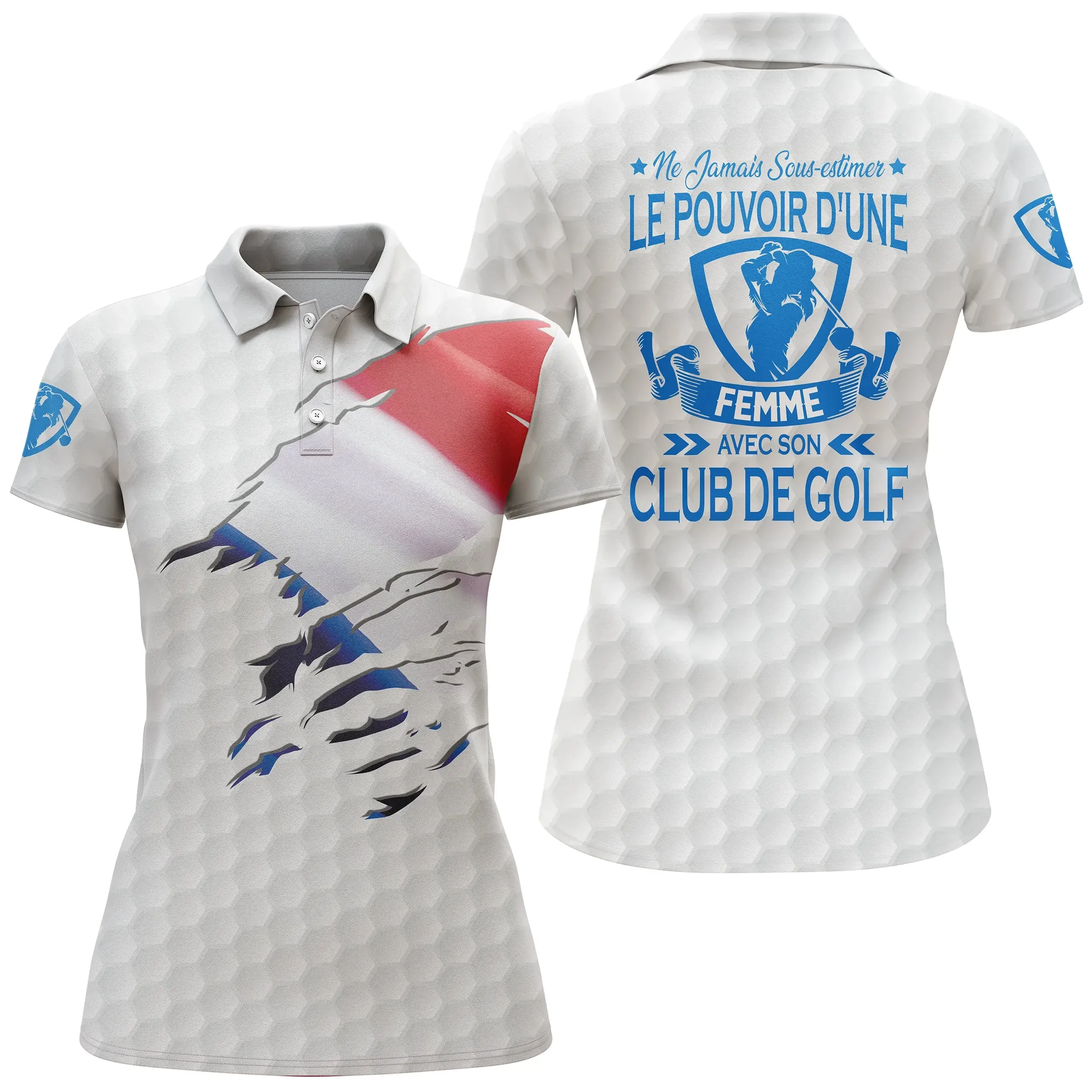 Polo de Golf, Idée Cadeau Humour Golfeur, Golfeuse, Ne Jamais Sous-Estimer Le Pouvoir d'un Homme, d'une Femme Avec son Club De Golf - CTS17052211