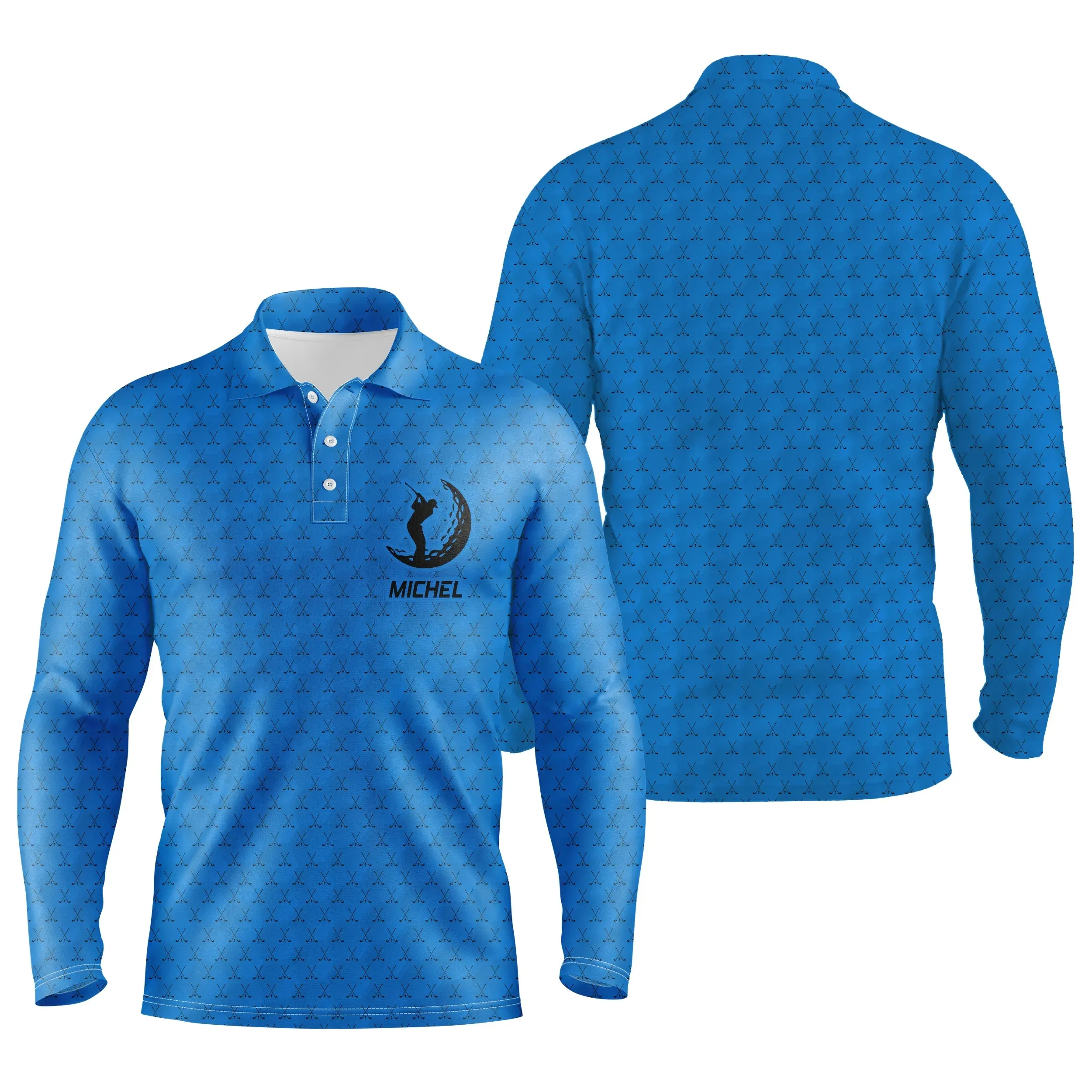 Polo de Golf Manches Longues, Cadeau Personnalisé Golfeur, Motif Club de Golf - CTS17052224