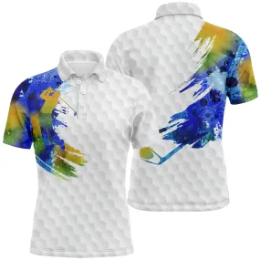 Polo Golf Aquarelle - Motif Unique Effet Balle et Golfeur, Cadeau Pour Amateurs de Golf - CT11072321