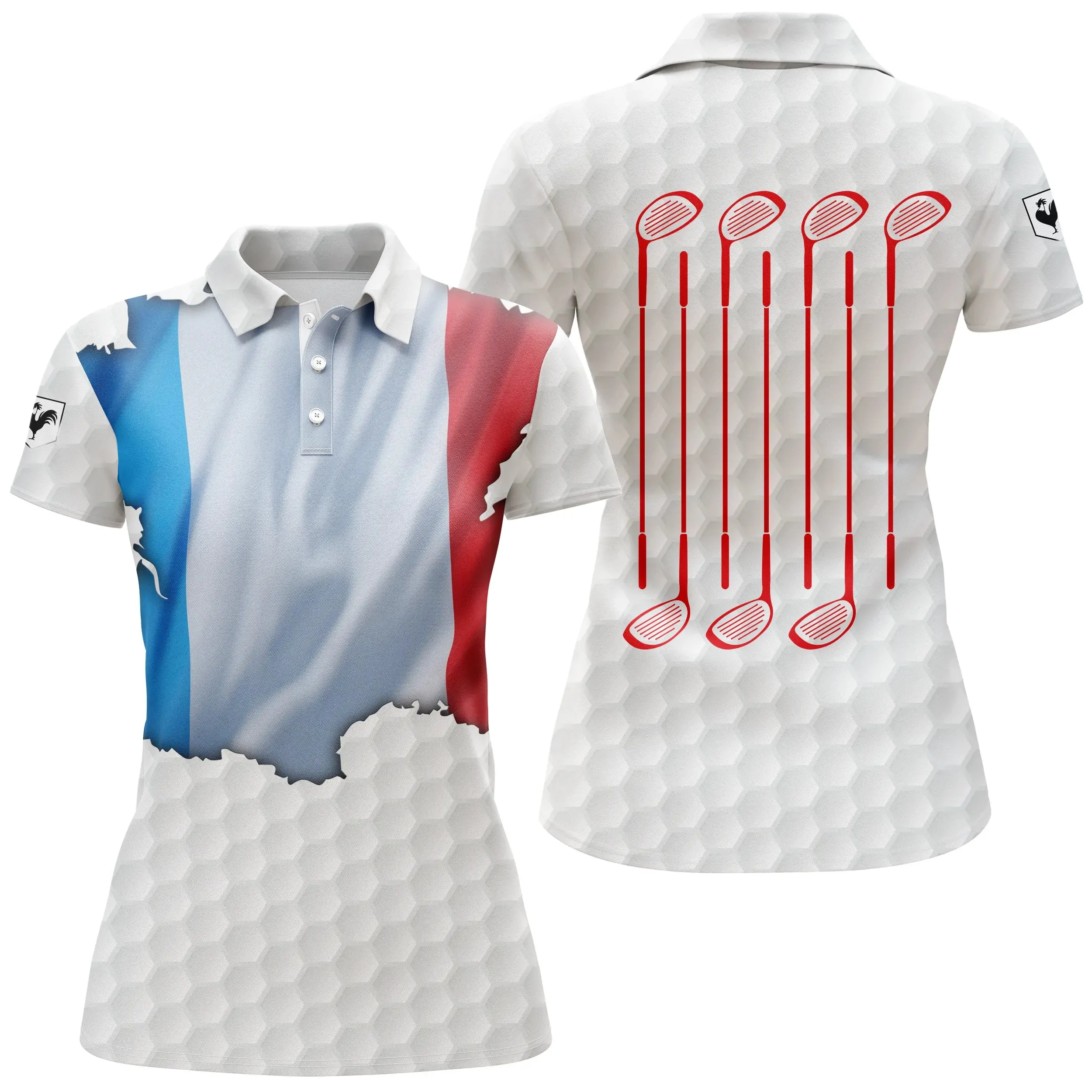 Polo Shirt pour Fan de Golf, Cadeau Original Golf, Polo à Séchage Rapide Homme Femme, Drapeau France, Club de Golf, Balle de Golf - CTS13052207