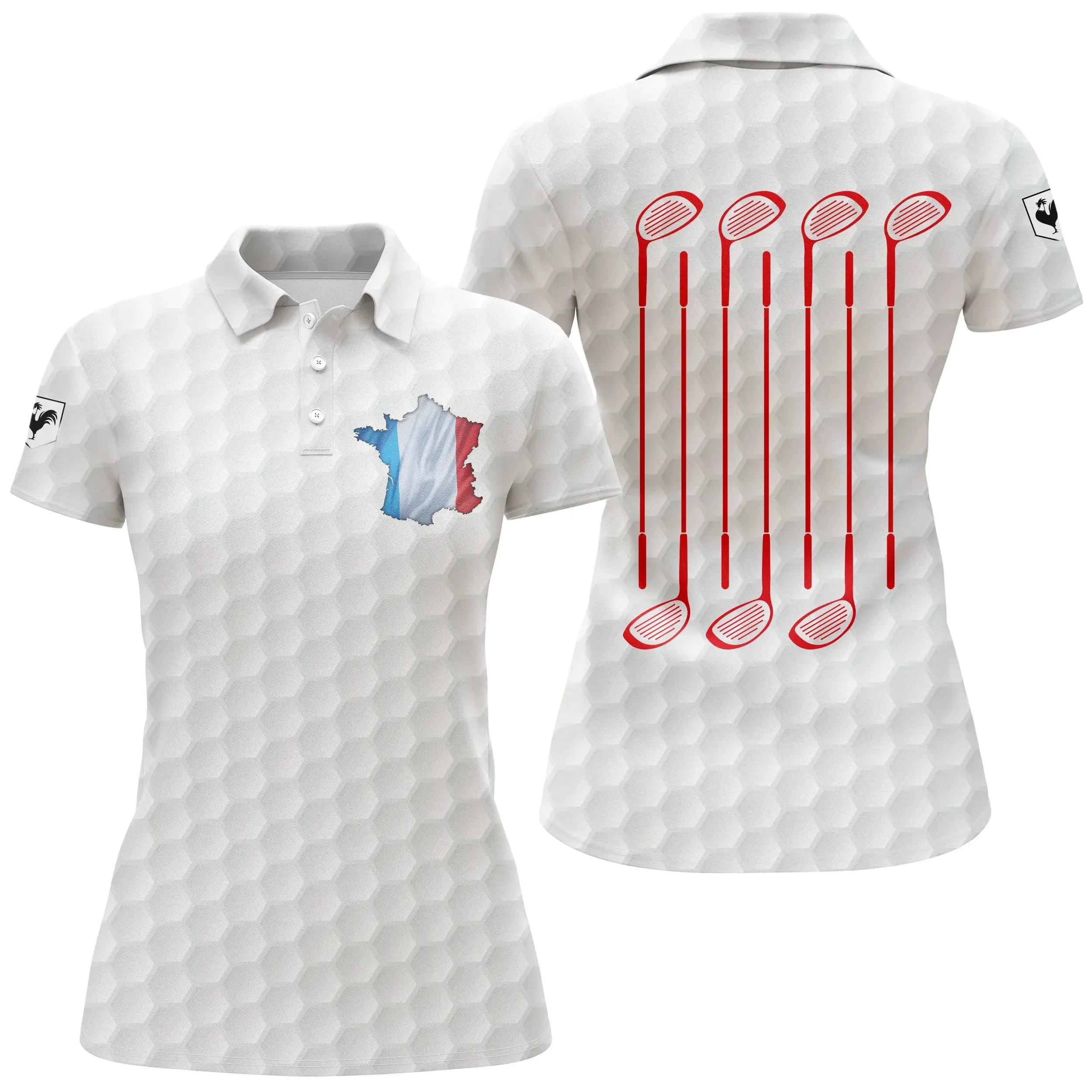 Polo Shirt pour Fan de Golf, Cadeau Original Golf, Polo à Séchage Rapide Homme Femme, Drapeau France, Club de Golf, Balle de Golf - CTS13052207