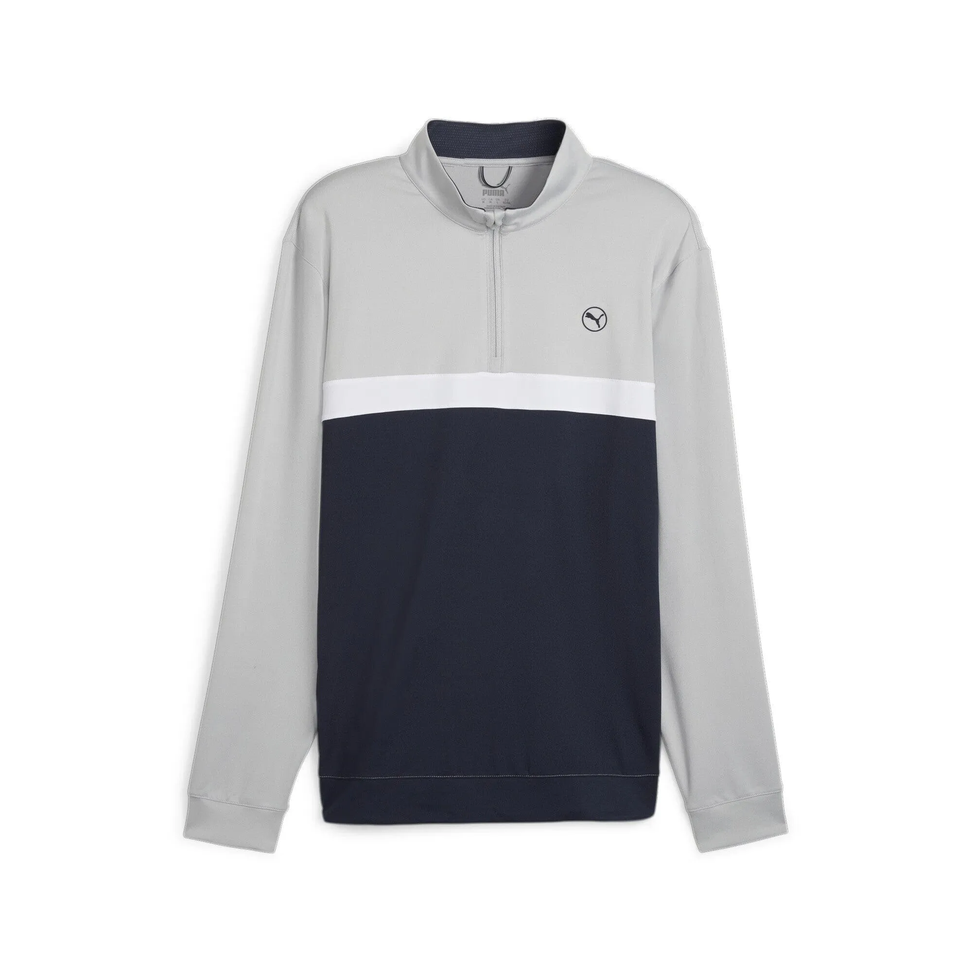 Puma Pull de Golf Pure Colorblock 1/4 Zip Ash Grey deep navy