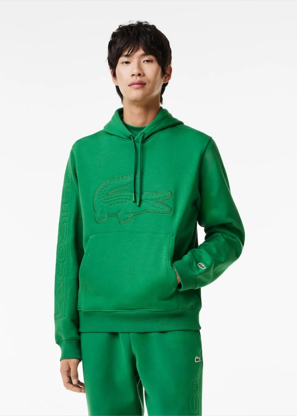 Sweat-shirt Lacoste logo matelassé vert