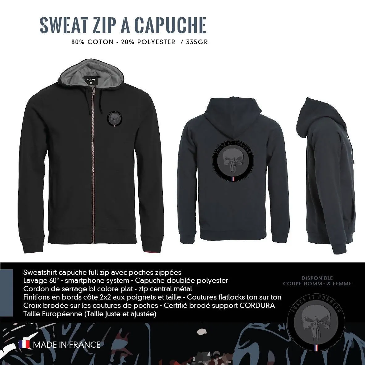 Sweat Zip à Capuche PUNISHER